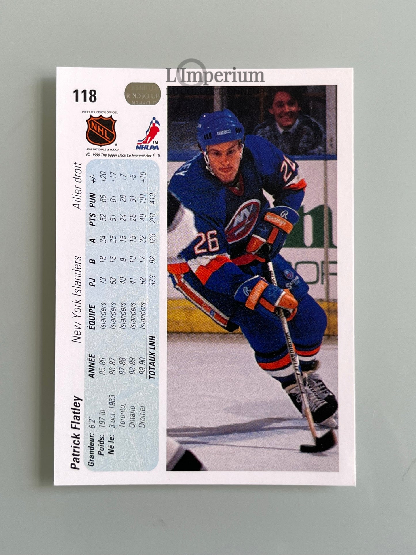 118. Pat Flatley Upper Deck 1990-91 French Hockey Card