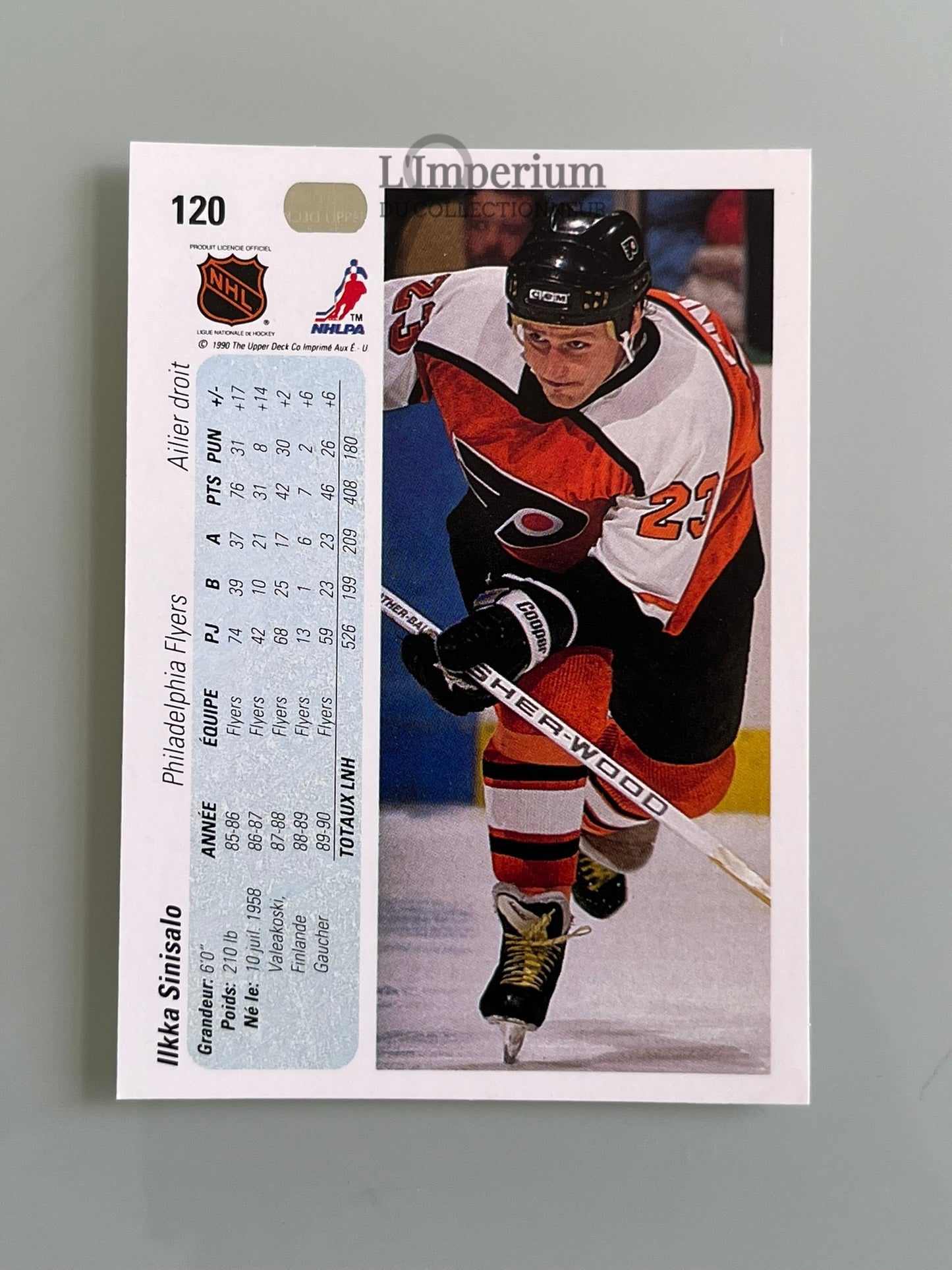 120. IIkka Sinisalo Upper Deck 1990-91 French Hockey Card