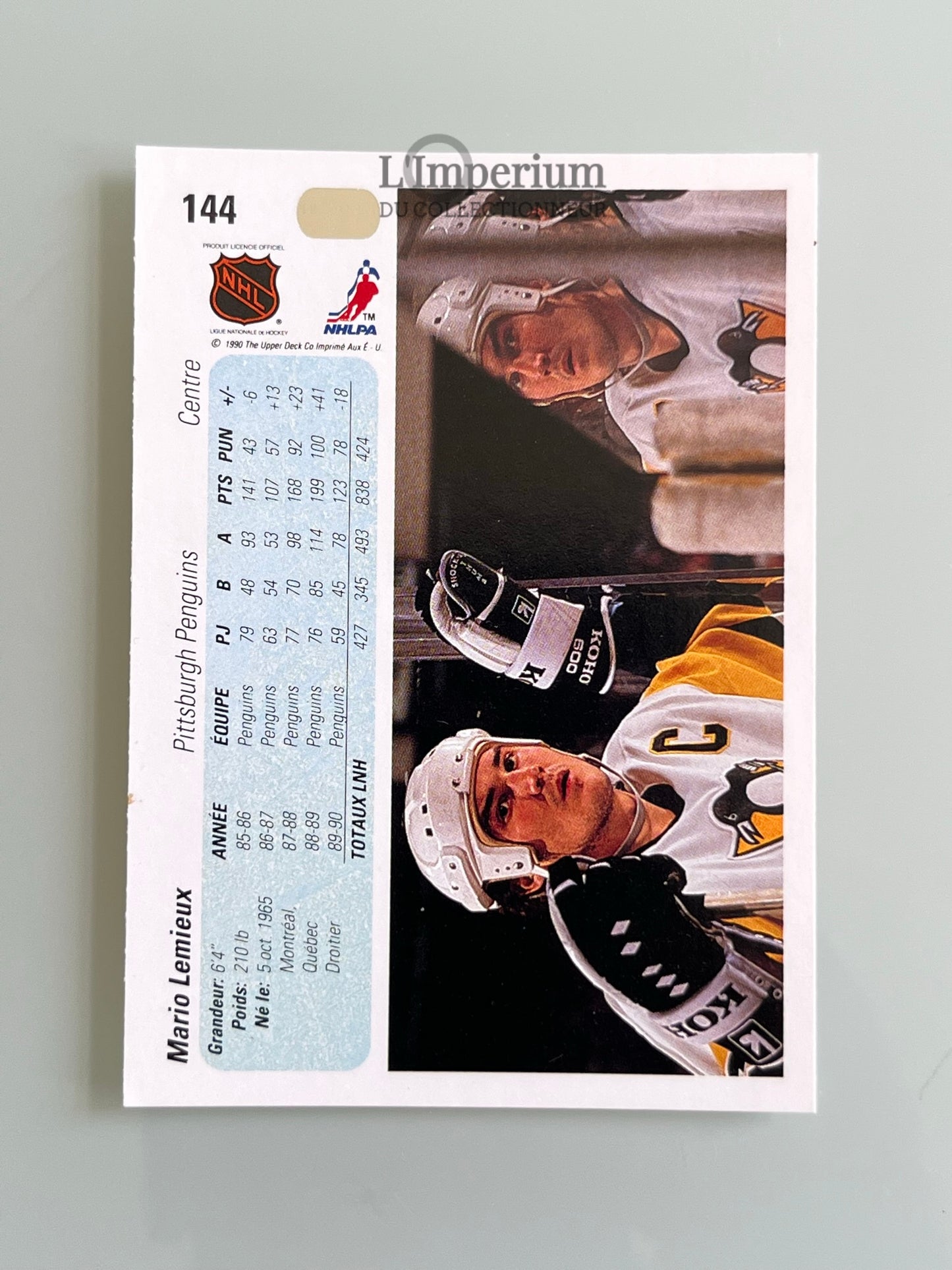 144. Mario Lemieux Upper Deck 1990-91 French Hockey Card