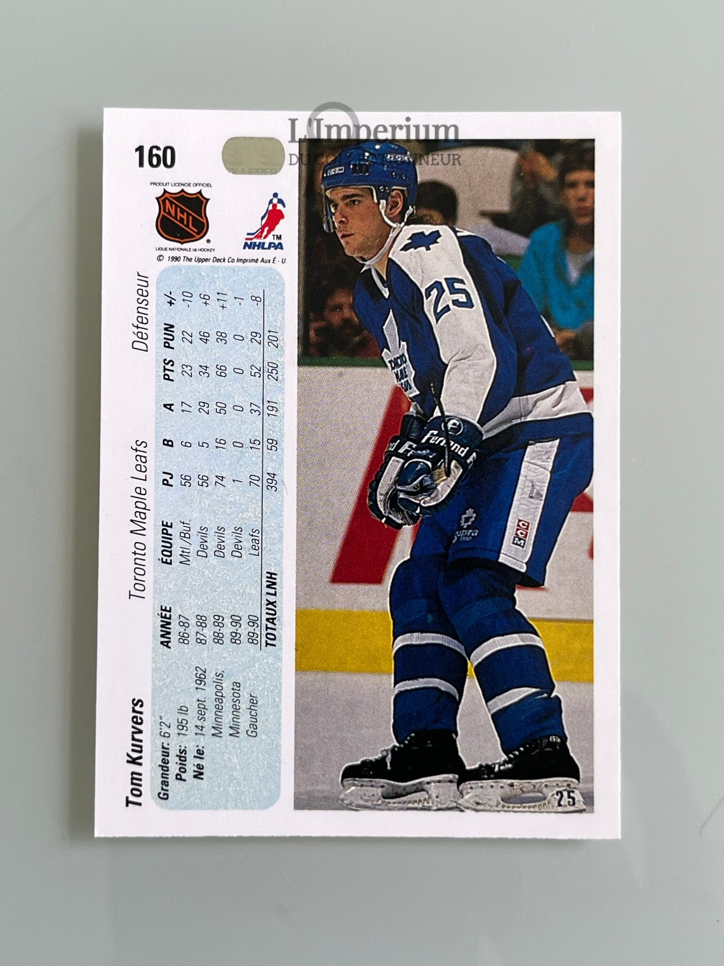 160. Tom Kurvers Upper Deck 1990-91 French Hockey Card