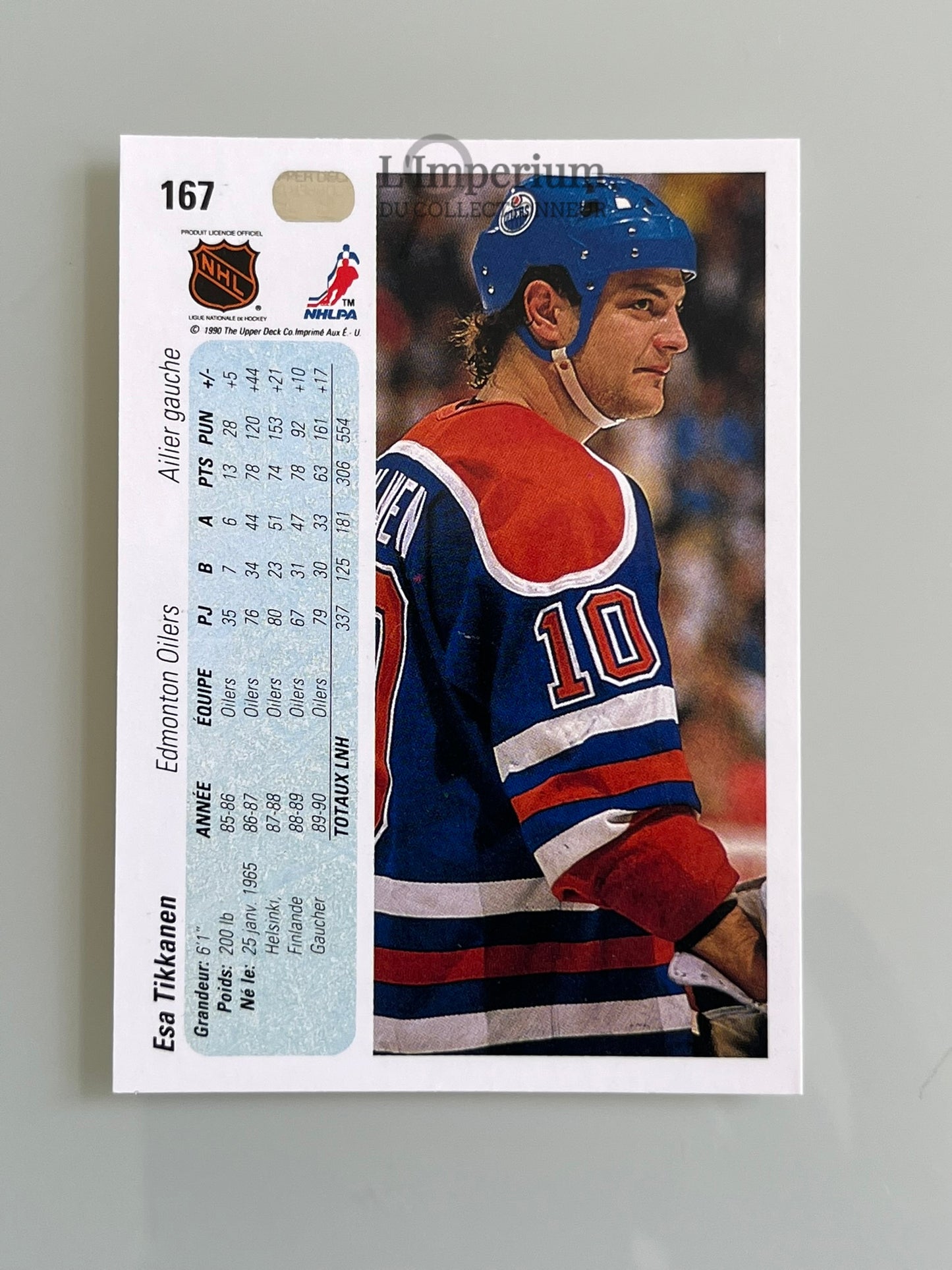 167. Esa Tikkanen Upper Deck 1990-91 French Hockey Card