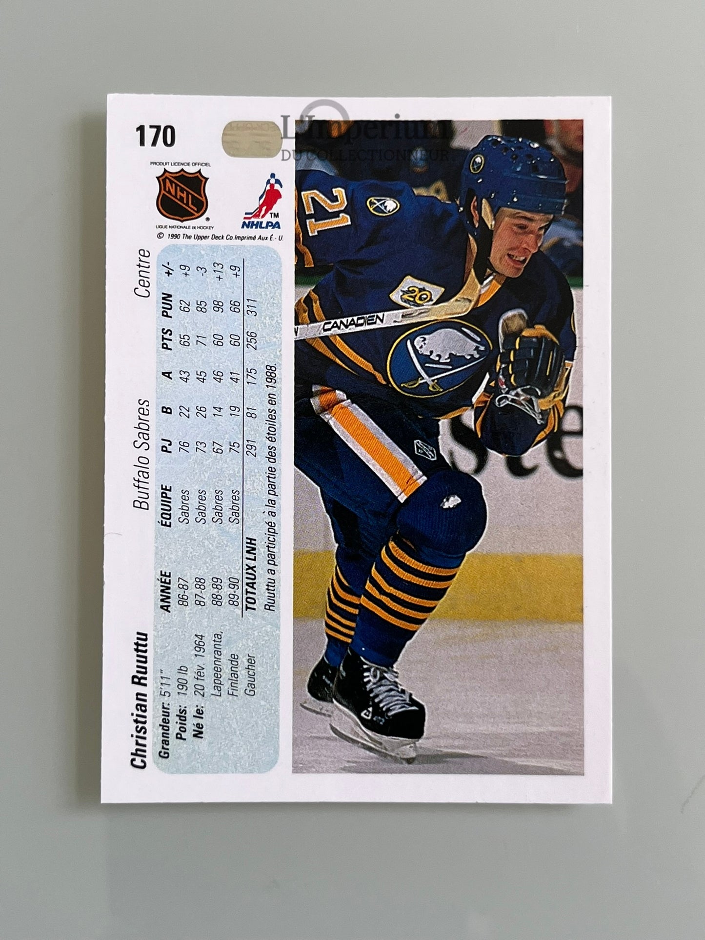 170. Christian Ruuttu Upper Deck 1990-91 French Hockey Card