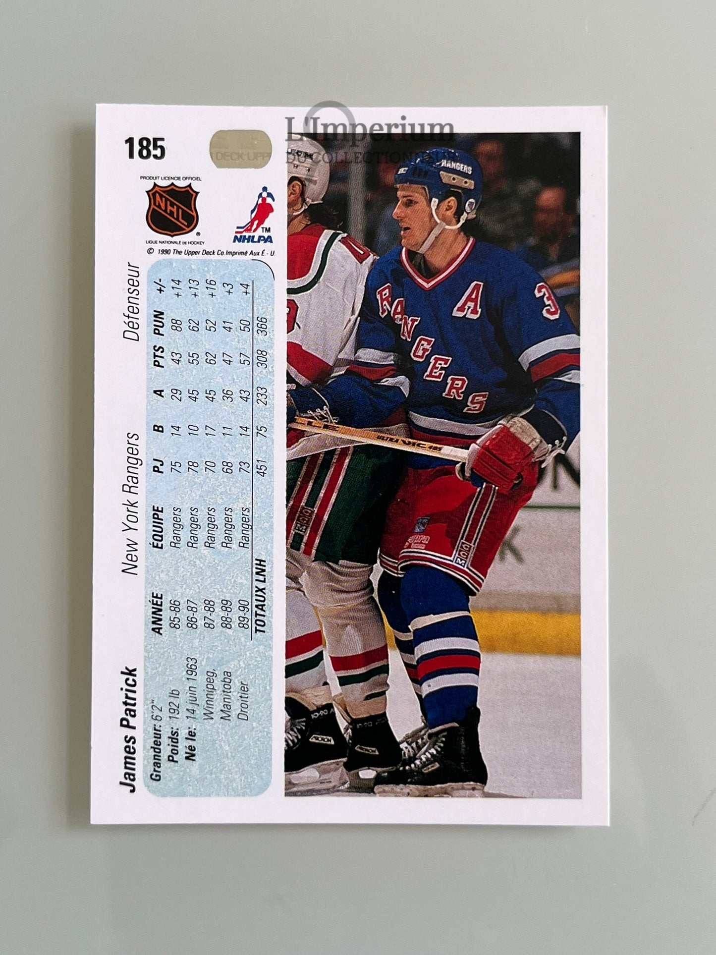 185. James Patrick Upper Deck 1990-91 French Hockey Card