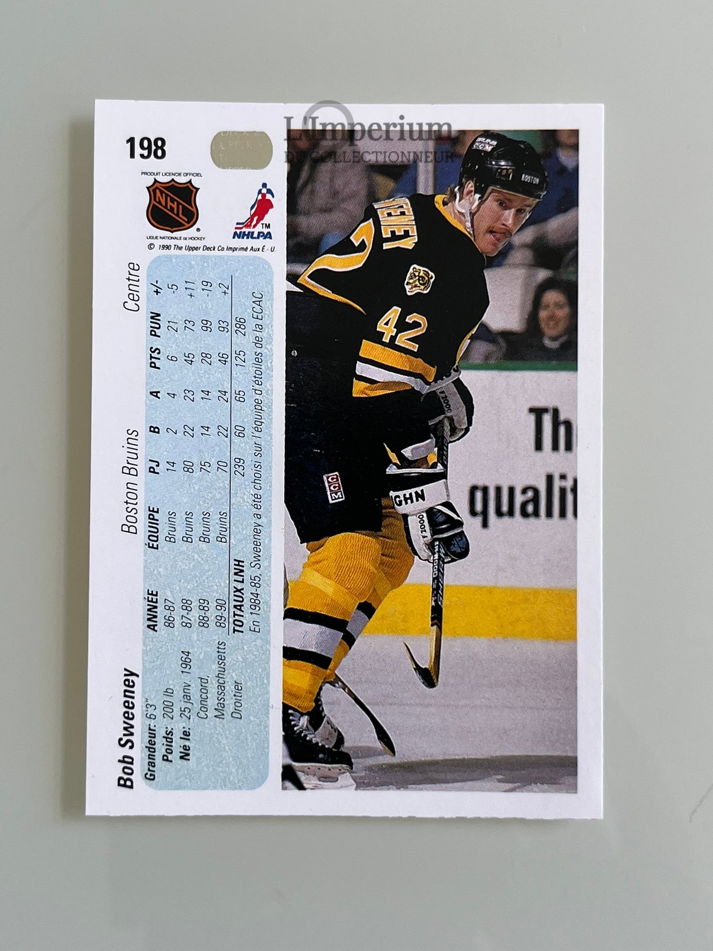 198. Bob Sweeney Upper Deck 1990-91 French Hockey Card