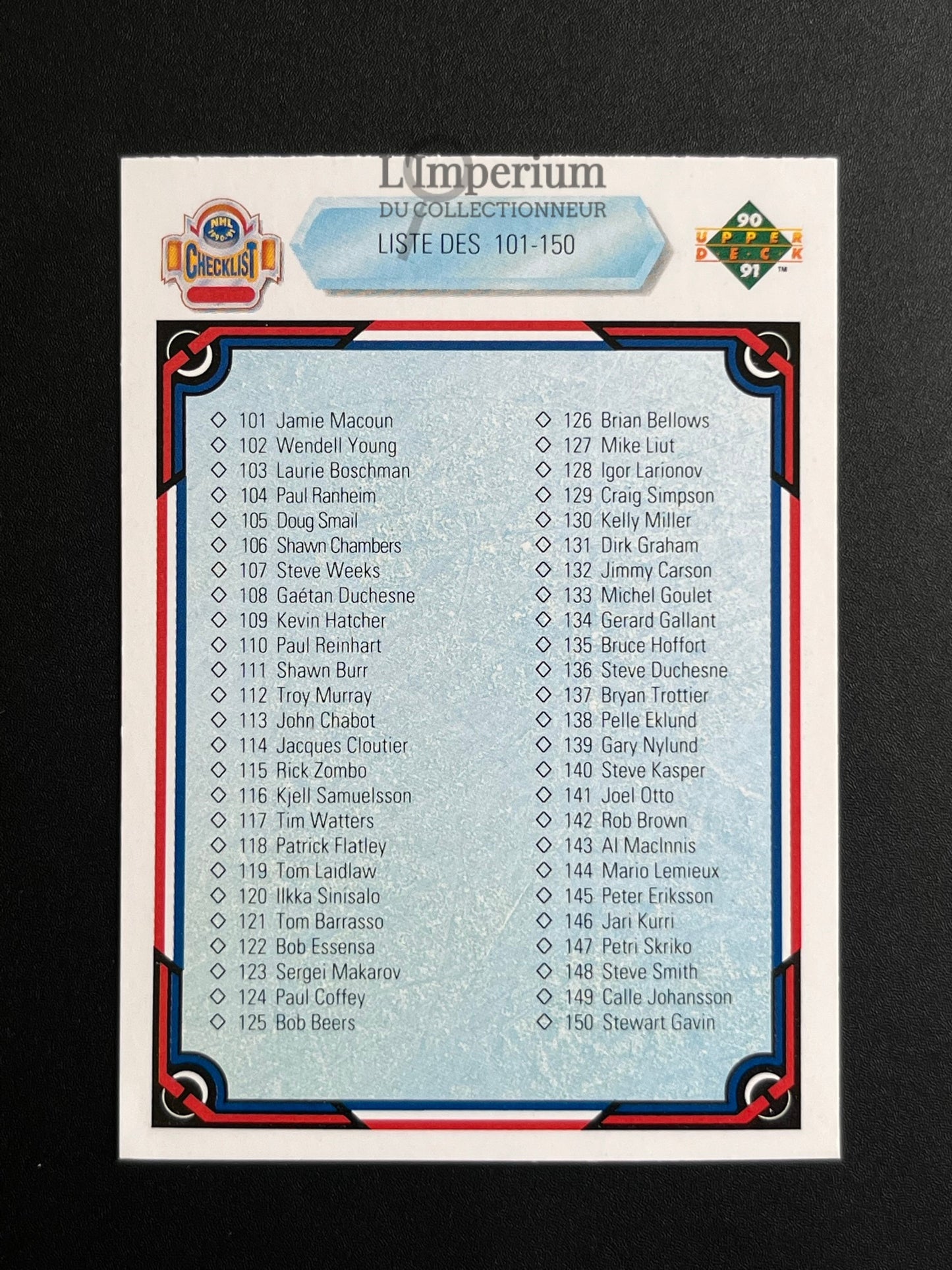 200. Checklist 101-200 Upper Deck 1990-91 French Hockey Card