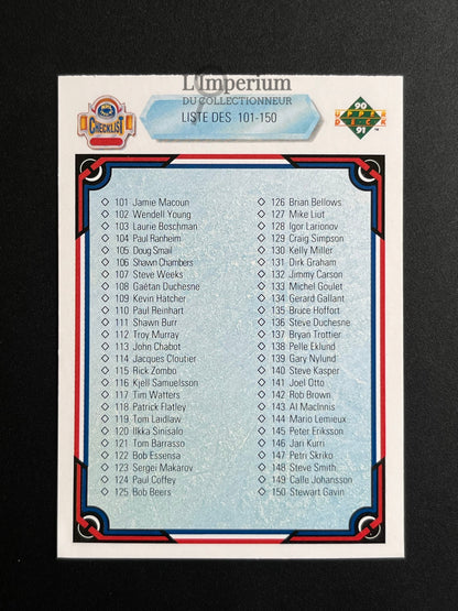 200. Checklist 101-200 Upper Deck 1990-91 French Hockey Card