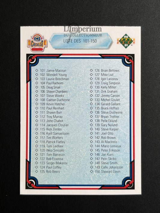 200. Checklist 101-200 Upper Deck 1990-91 French Hockey Card