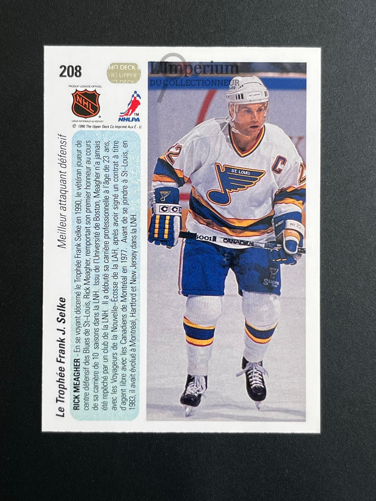 208. Rick Meagher (Selke) Upper Deck 1990-91 French Hockey Card