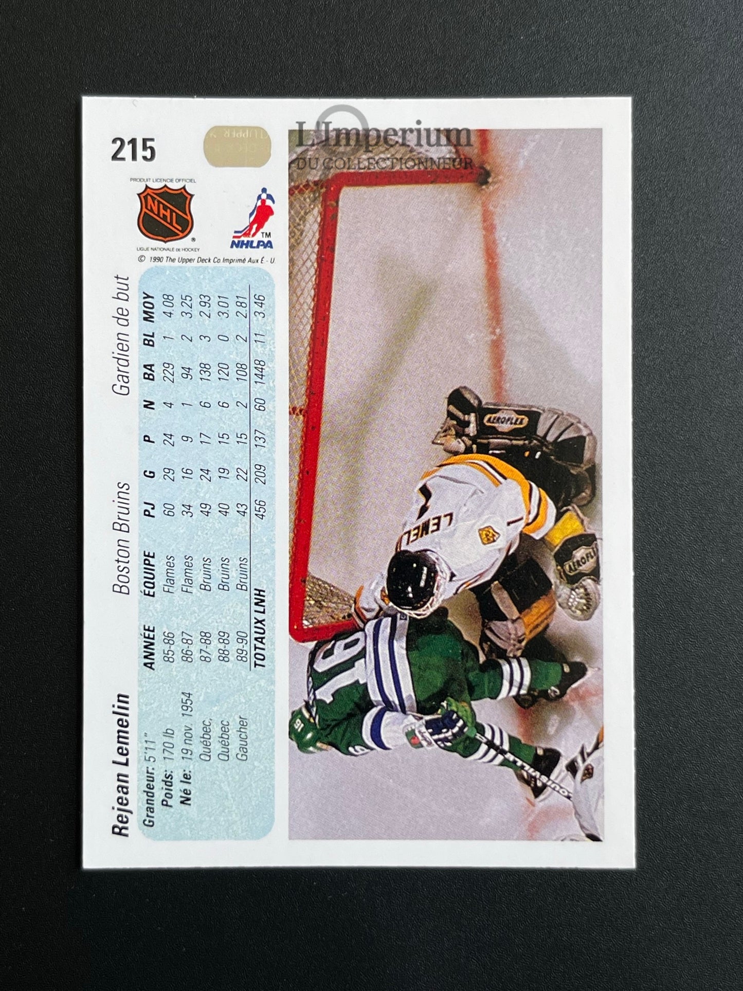 215. Rejean Lemelin Upper Deck 1990-91 French Hockey Card