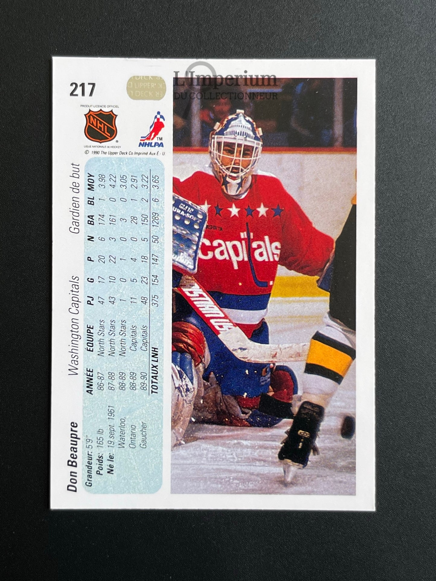 217. Don Beaupre Upper Deck 1990-91 French Hockey Card