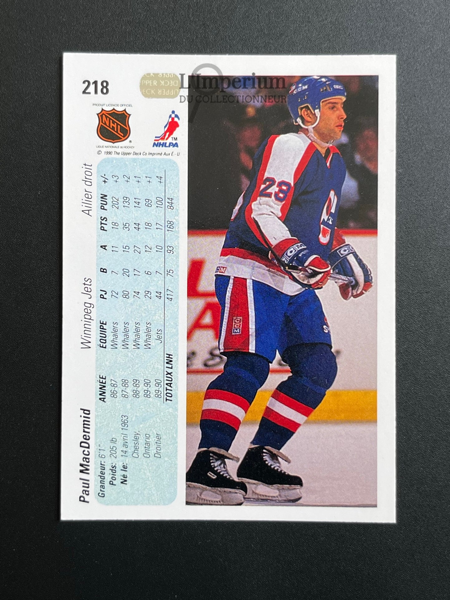 218. Paul MacDermid Upper Deck 1990-91 French Hockey Card