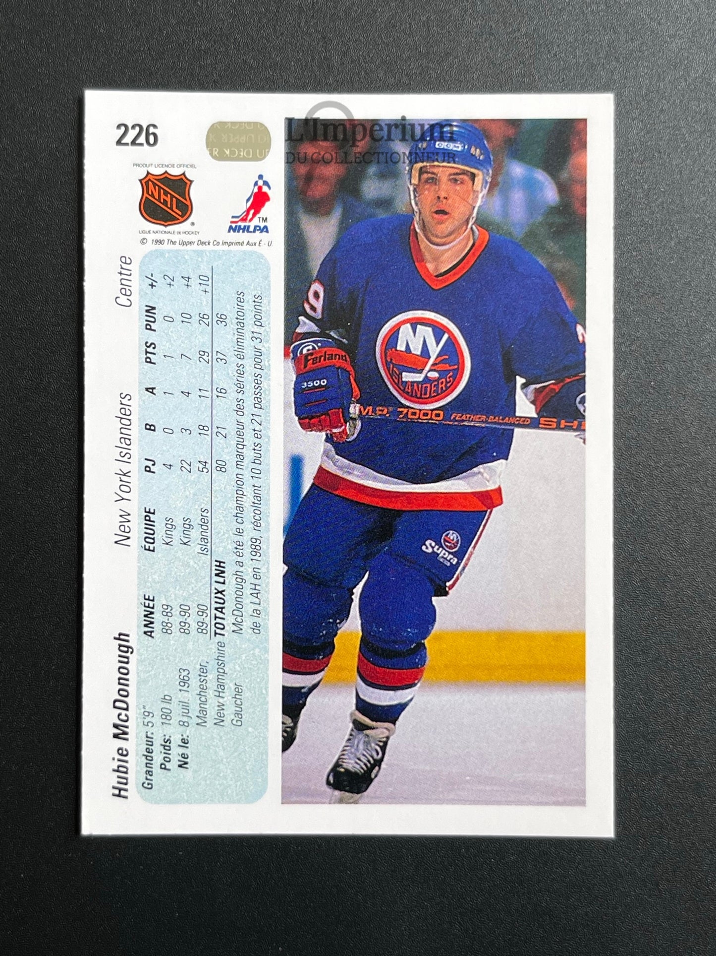 226. Hubie McDonough RC Upper Deck 1990-91 French Hockey Card