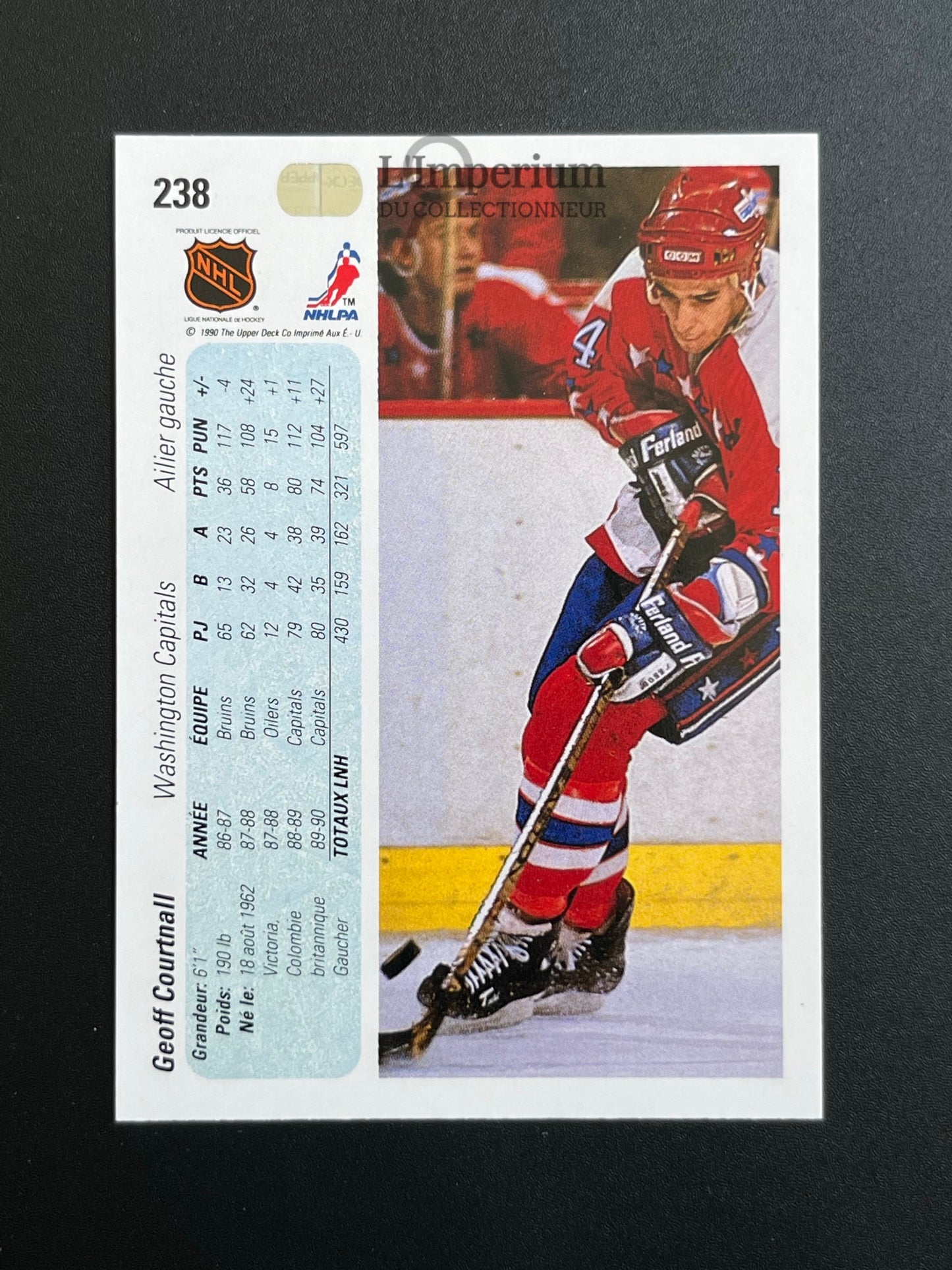 238. Geoff Courtnall Upper Deck 1990-91 French Hockey Card