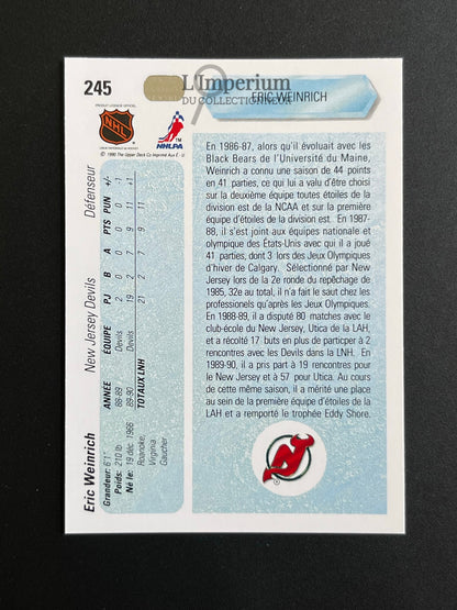 245. Eric Weinrich RC Upper Deck 1990-91 French Hockey Card
