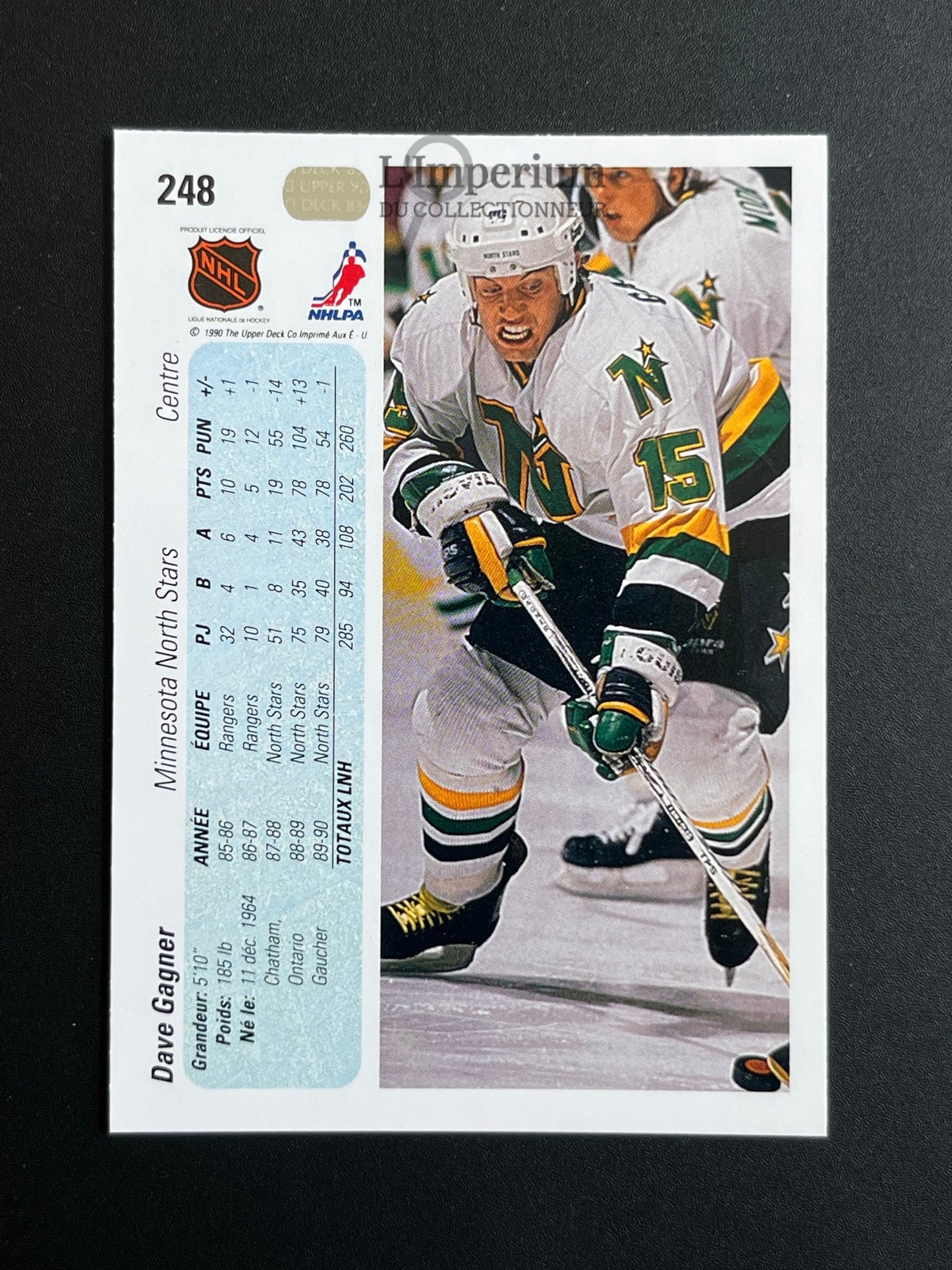 248. Dave Gagner Upper Deck 1990-91 French Hockey Card
