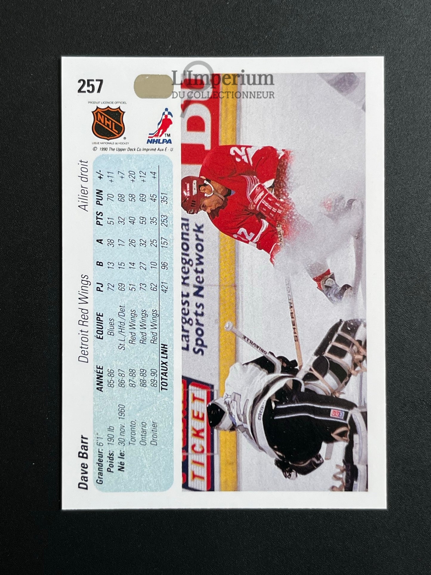 257. Dave Barr Upper Deck 1990-91 French Hockey Card