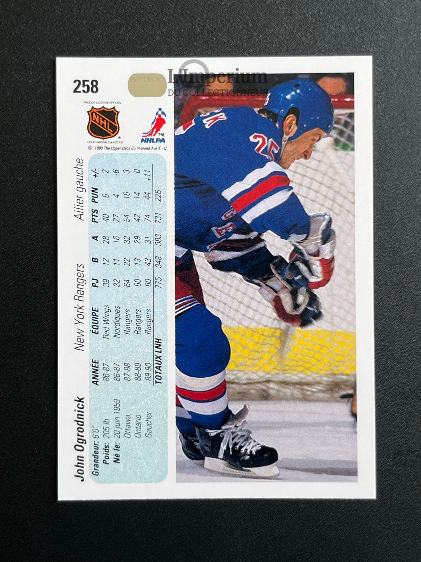 258. John Ogrodnick Upper Deck 1990-91 French Hockey Card