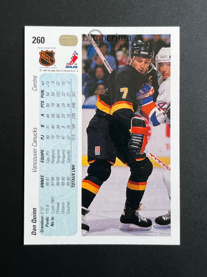260. Dan Quinn Upper Deck 1990-91 French Hockey Card