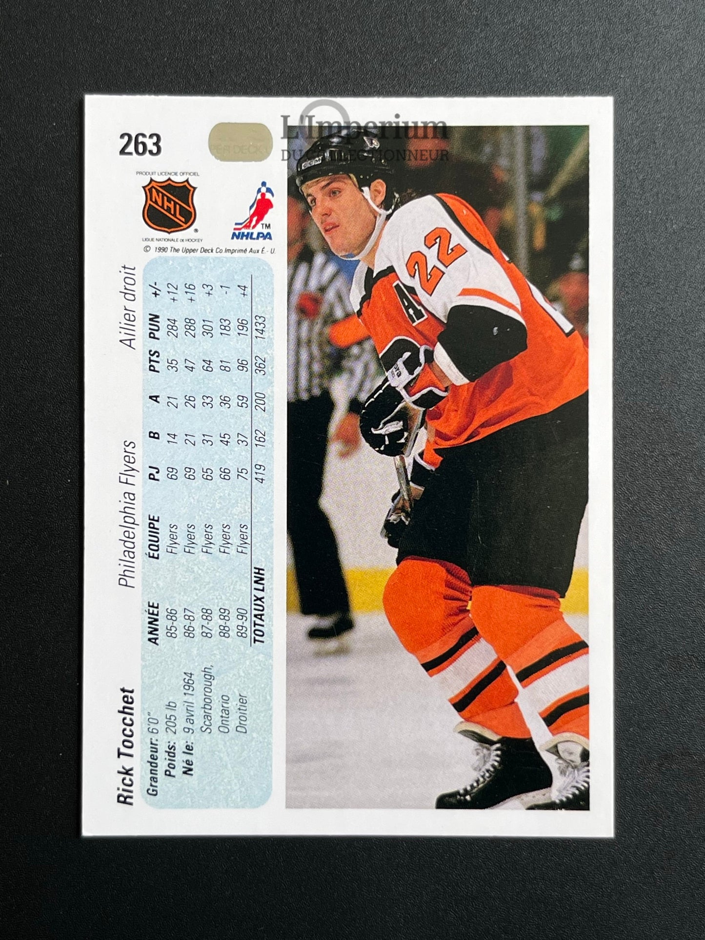 263. Rick Tocchet Upper Deck 1990-91 French Hockey Card