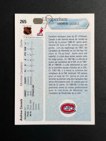 265. Andrew Cassels RC Upper Deck 1990-91 French Hockey Card