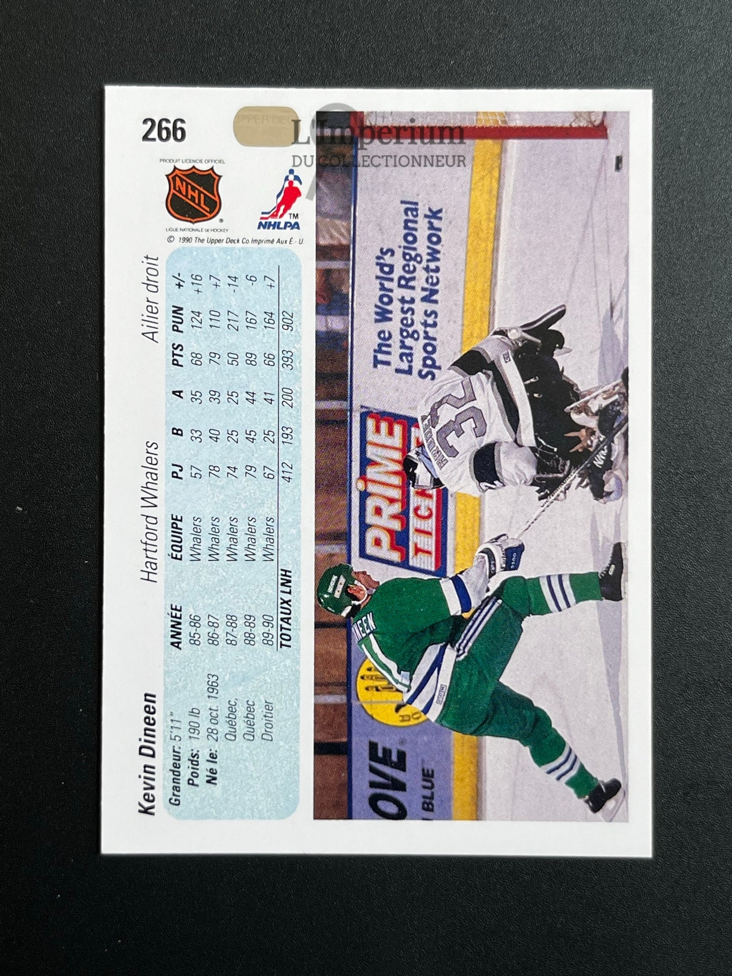 266. Kevin Dinnen Upper Deck 1990-91 French Hockey Card