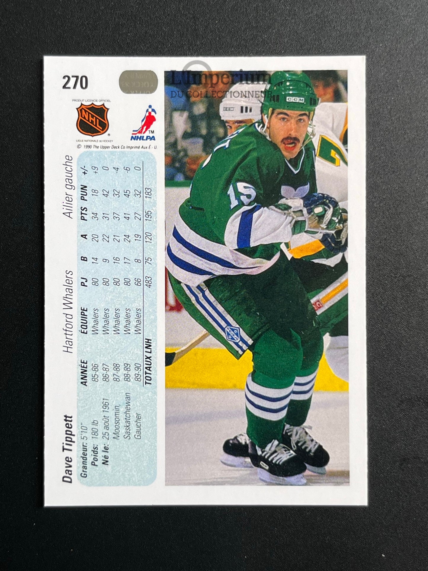 270. Dave Tippett Upper Deck 1990-91 French Hockey Card