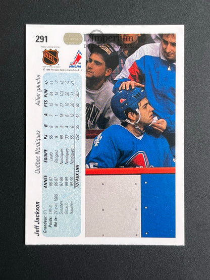 291. Jeff Jackson Upper Deck 1990-91 French Hockey Card
