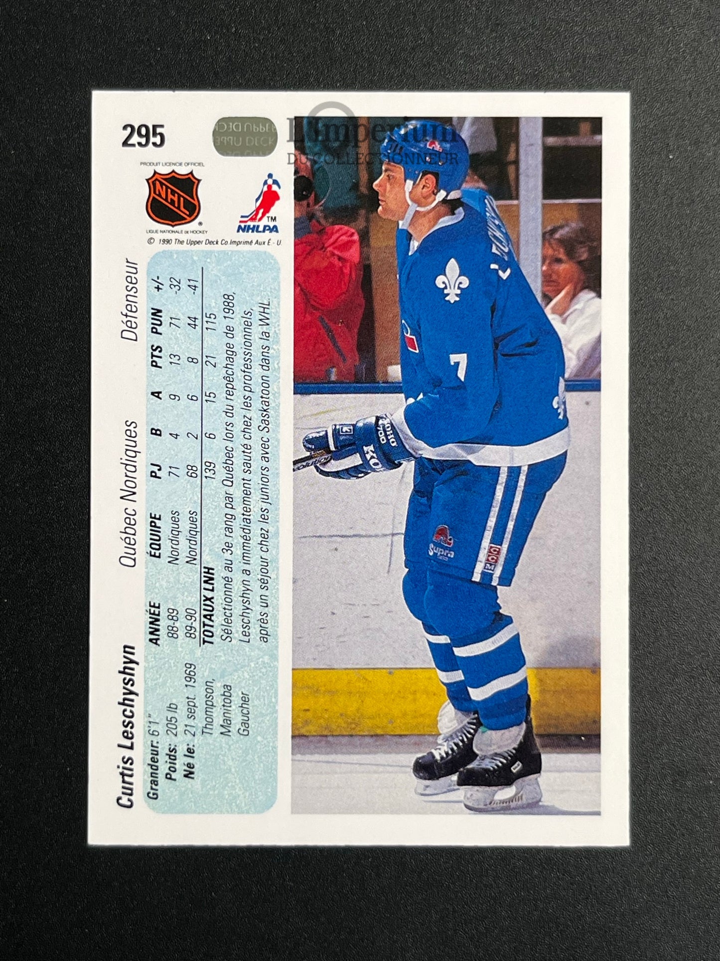 295. Curtis Leschyshyn RC Upper Deck 1990-91 French Hockey Card