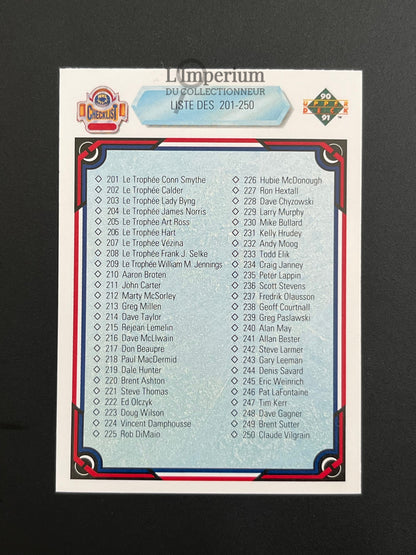 300. Checklist 201-300 Upper Deck 1990-91 French Hockey Card