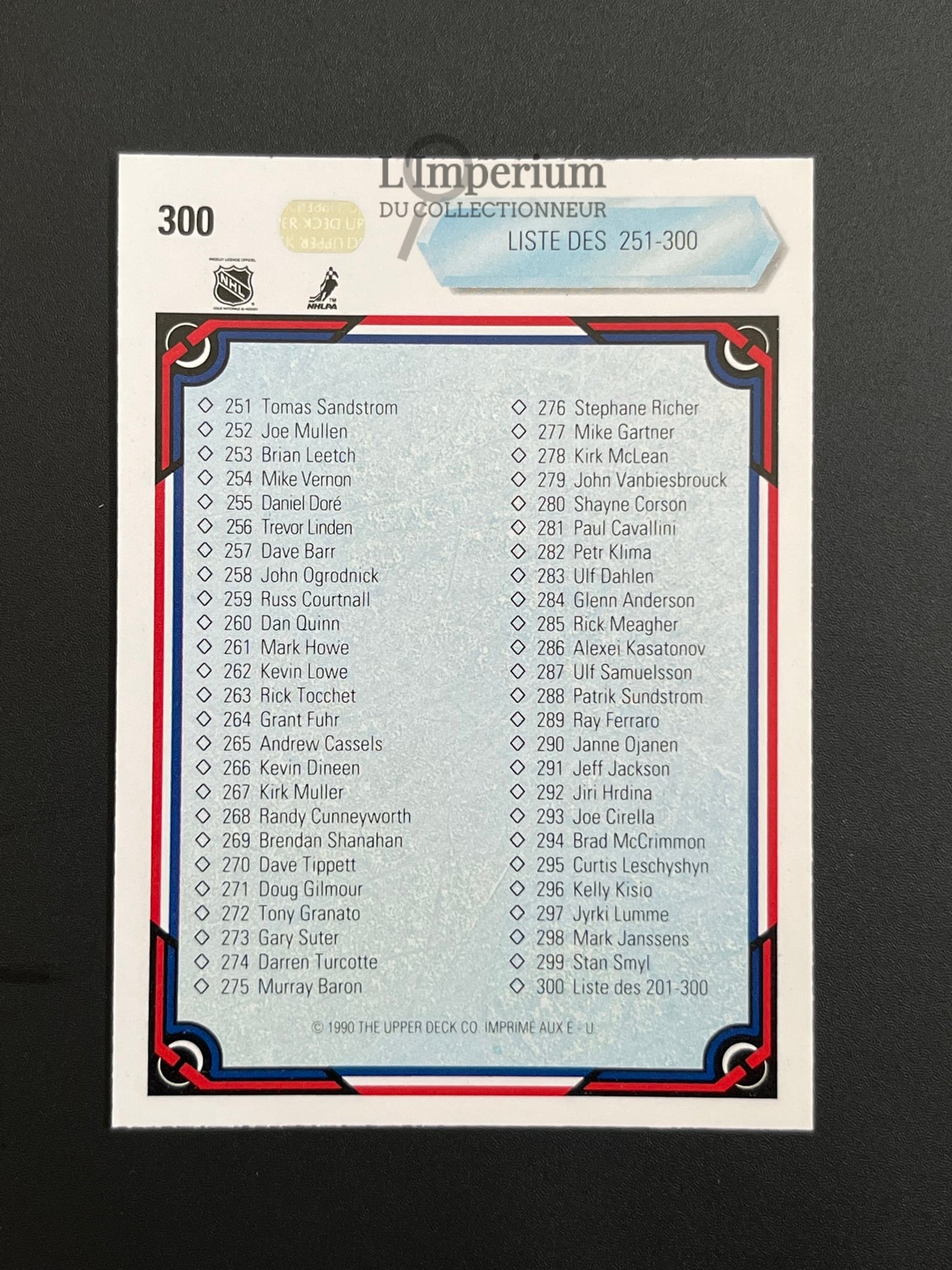 300. Checklist 201-300 Upper Deck 1990-91 French Hockey Card