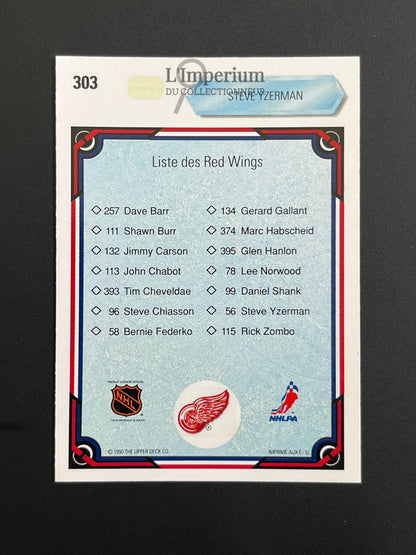 303. Steve Yzerman TC Upper Deck 1990-91 French Hockey Card