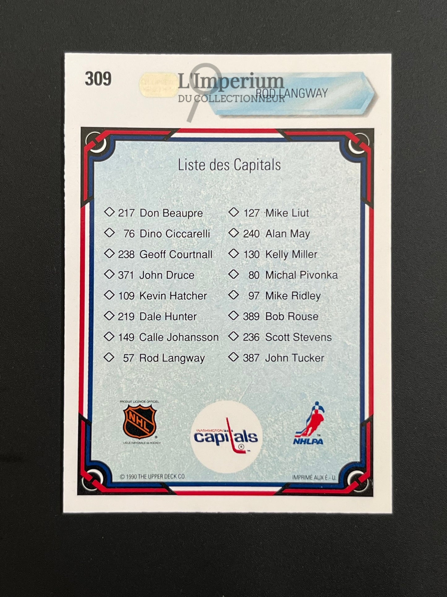 309. Rod Langway TC Upper Deck 1990-91 French Hockey Card