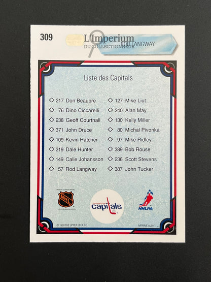 309. Rod Langway TC Upper Deck 1990-91 French Hockey Card
