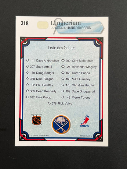 318. Pierre Turgeon TC Upper Deck 1990-91 French Hockey Card