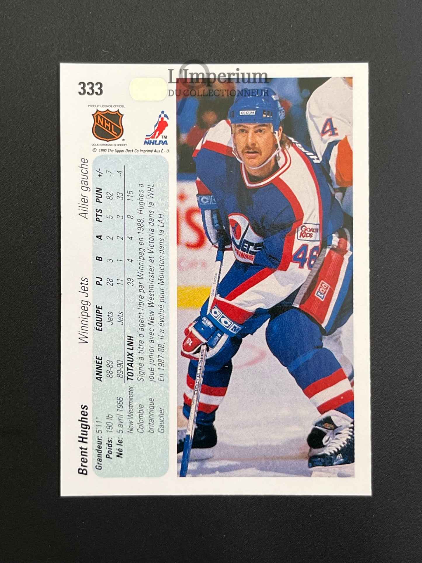 333. Brent Hughes RC Upper Deck 1990-91 French Hockey Card
