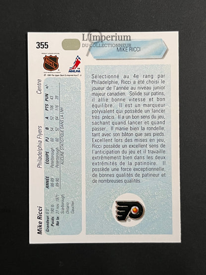 355. Mike Ricci RC Upper Deck 1990-91 French Hockey Card