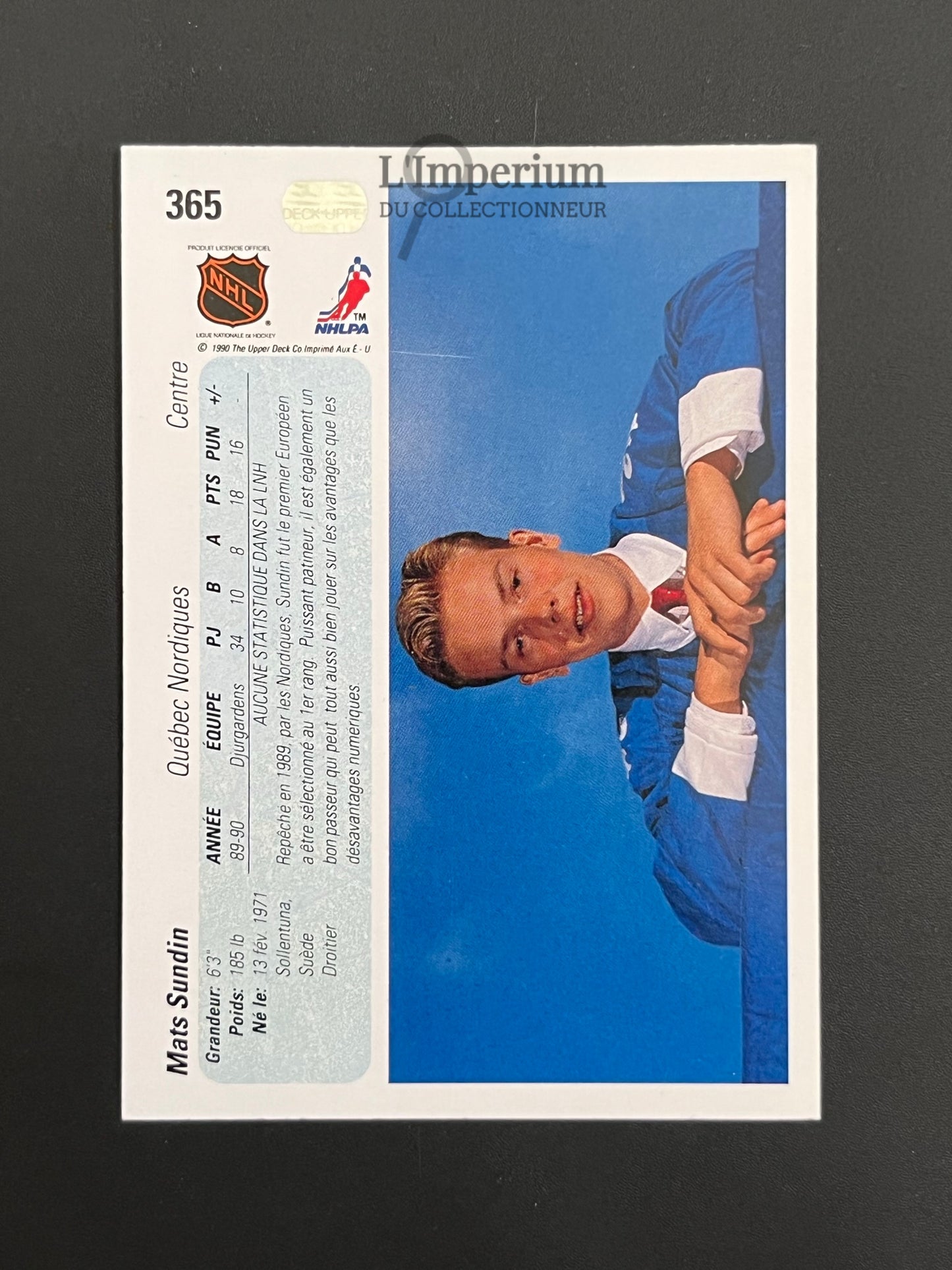 365. Mats Sundin RC Upper Deck 1990-91 French Hockey Card