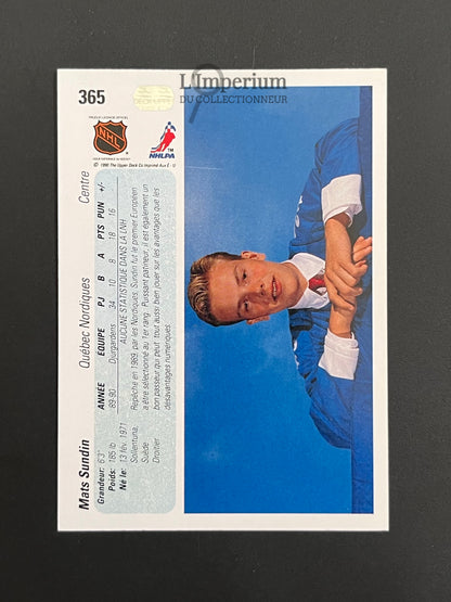 365. Mats Sundin RC Upper Deck 1990-91 French Hockey Card