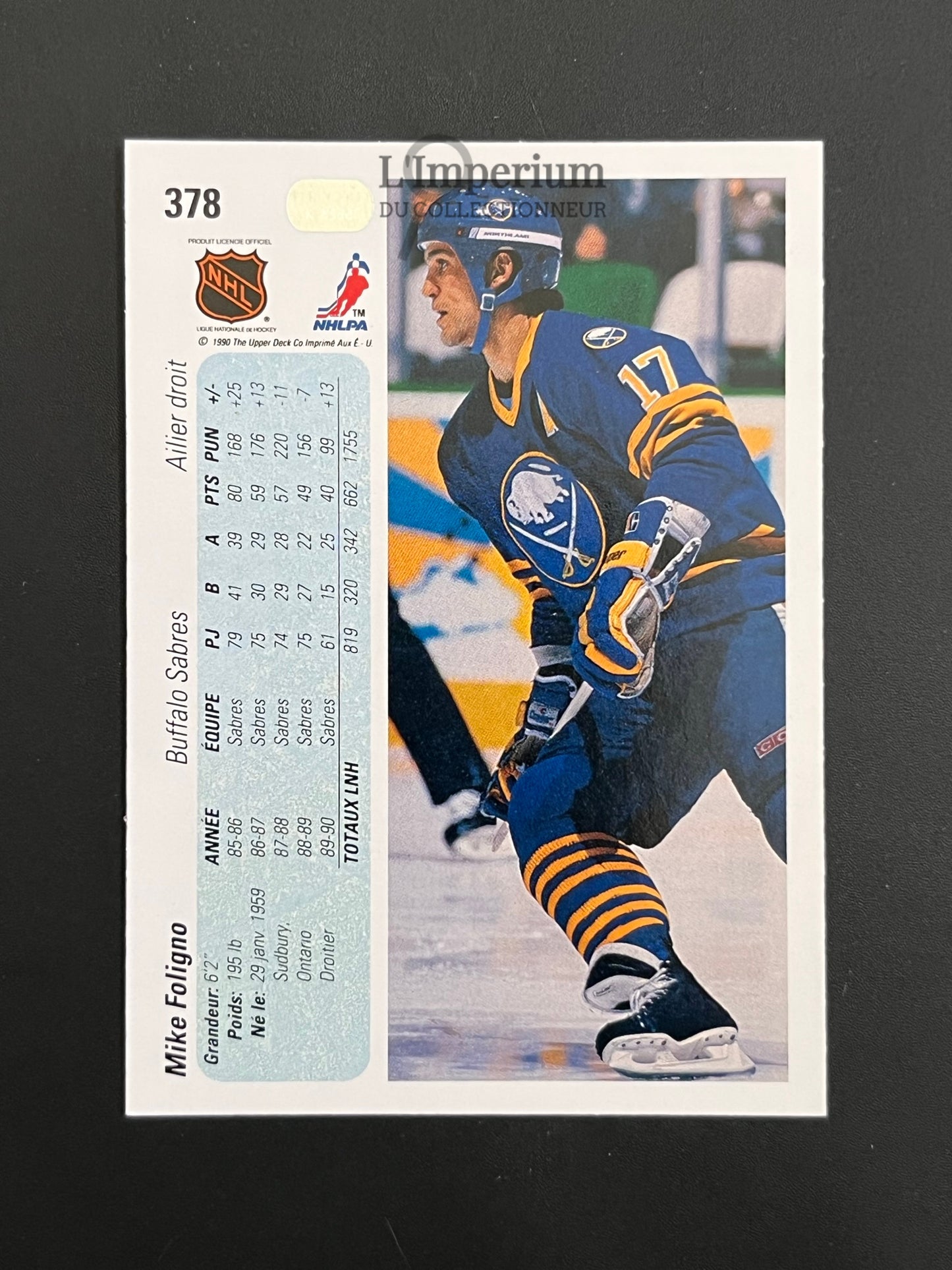 378. Mike Foligno Upper Deck 1990-91 French Hockey Card