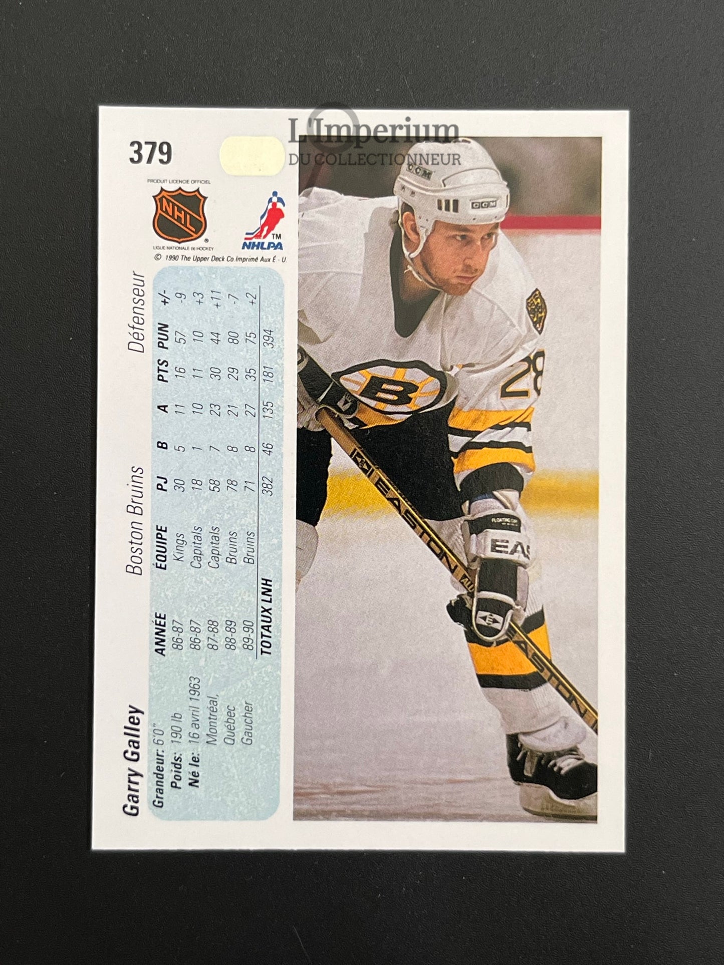 379. Garry Galley RC Upper Deck 1990-91 French Hockey Card
