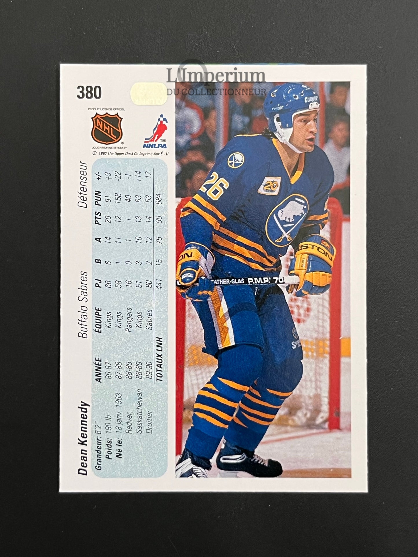 380. Dean Kennedy RC Upper Deck 1990-91 French Hockey Card