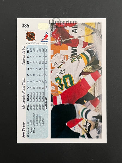 385. Jon Casey Upper Deck 1990-91 French Hockey Card