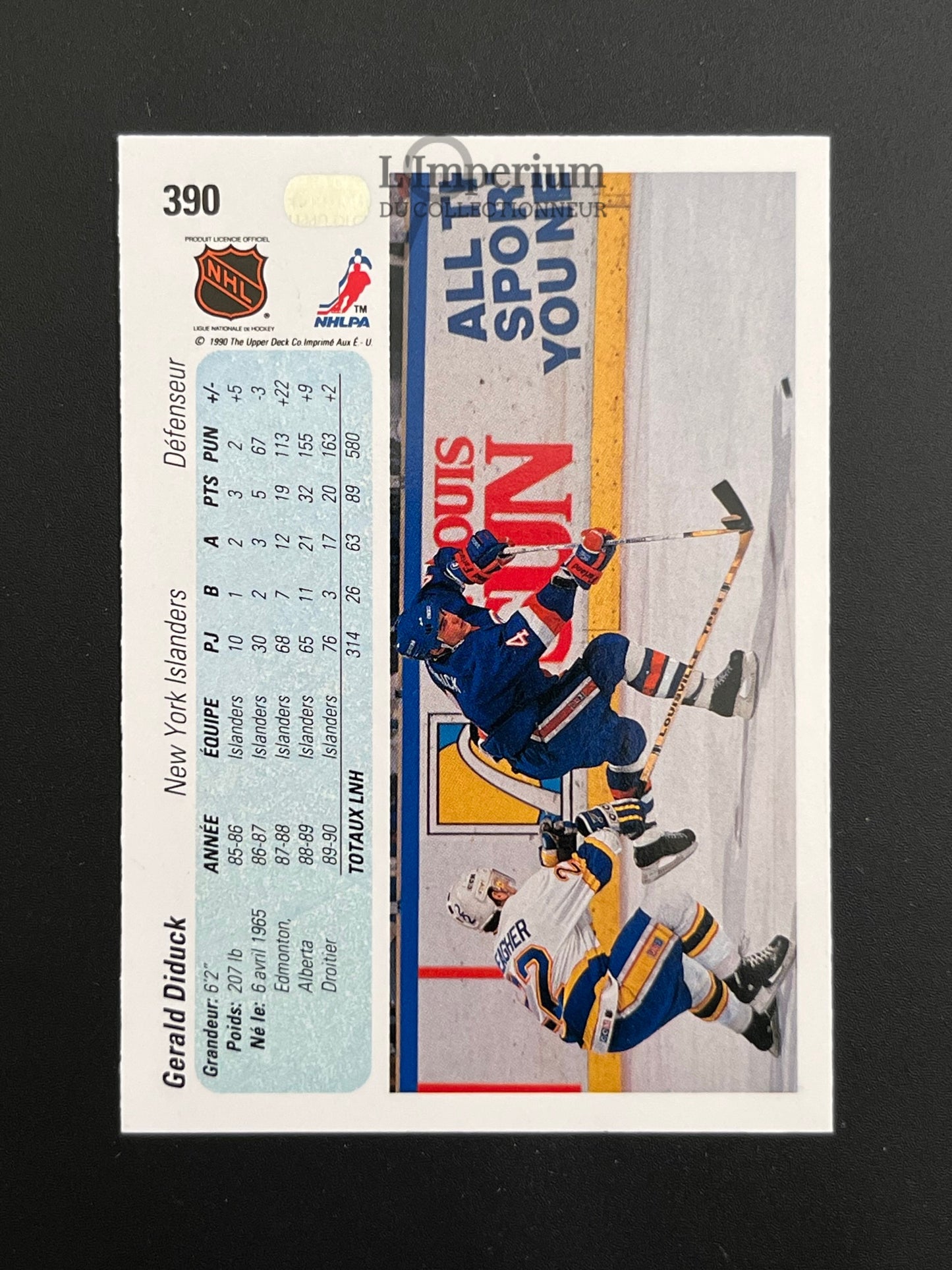 390. Gerald Diduck Upper Deck 1990-91 French Hockey Card