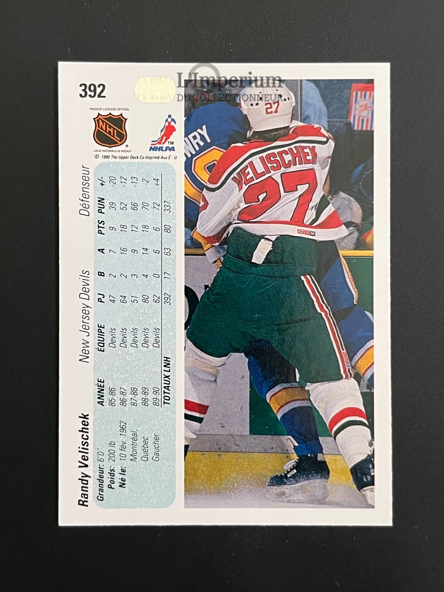 392. Randy Velischek Upper Deck 1990-91 French Hockey Card