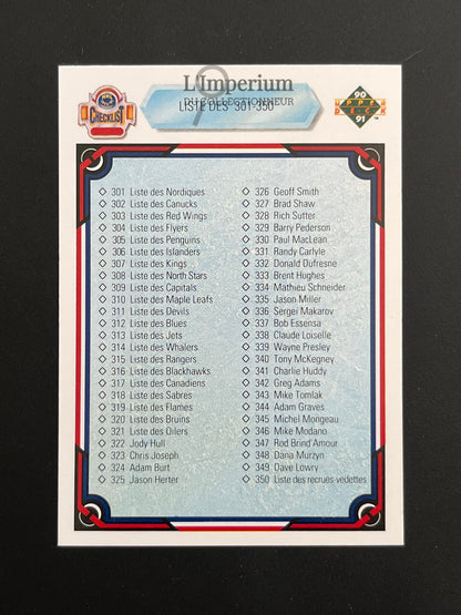 400. Checklist 301-400 Upper Deck 1990-91 French Hockey Card